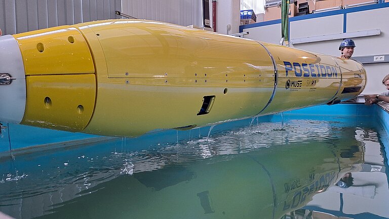 First swimming test of AUV POSEIDON in the ORTC's freshwater tank.