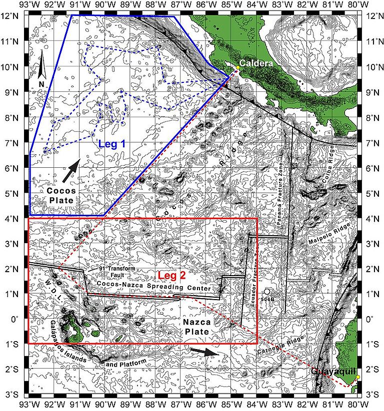 Das Arbeitsgebiet der Expedition SO208. Grafik: IFM-GEOMAR