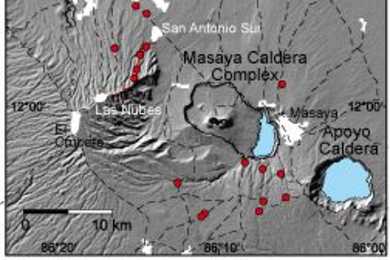 Karte zeigt den Ort der untersuchten Caldera