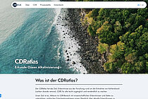 Screenshot of a website showing a section of coastline from the air