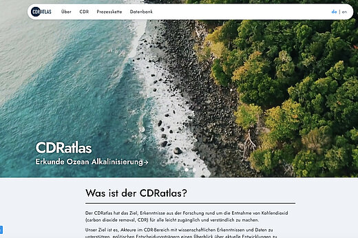 Screenshot of a website showing a section of coastline from the air