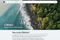 Screenshot einer Webseite, zeigt einen Küstenabschnitt aus der Luft