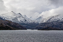 Mountains and glaciers. The coastal region along the Strait of Magellan