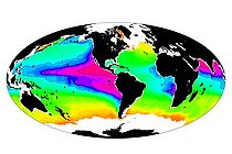 Die dunkel-lila Bereiche auf dieser Weltkarte zeigen, wo in den tropischen Ozeanen Sauerstoffminimumzonen liegen. Wie sie sich im Zuge des Klimawandels entwickeln werden, wollen die Kieler Meeresforscher des SFB 754 herausfinden. Grafik: SFB 754