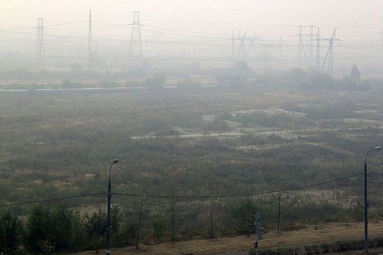 Der südliche Stadtrand von Moskau am 15. August 2010 gegen 11 Uhr Ortszeit. Auch hier verdunkeln Rauchschwaden der Waldbrände die Sonne. Foto: V. Semenov, GEOMAR