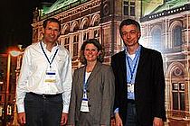 Prof. Dr. Ulf Riebesell, Prof. Dr. Heidrun Kopp und Prof. Dr. Andreas Oschlies auf der Jahrestagung der EGU in Wien. Foto: Nancy Smith, "Ozean der Zukunft"