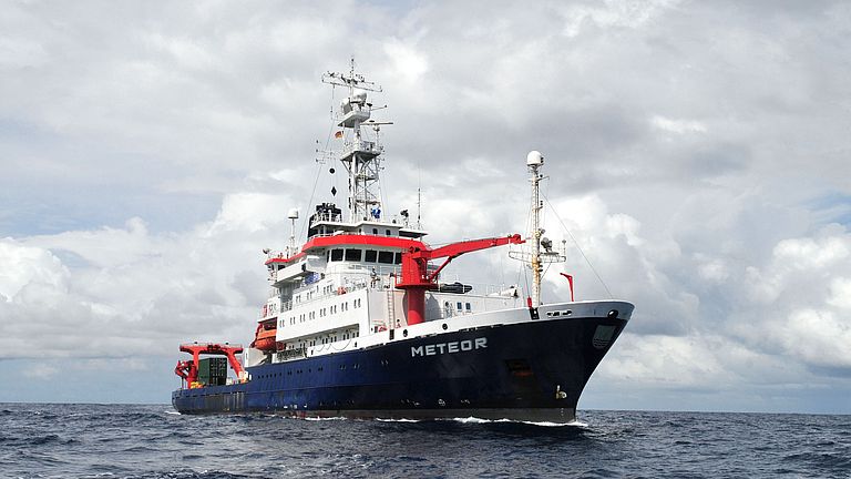 A research vessel at sea