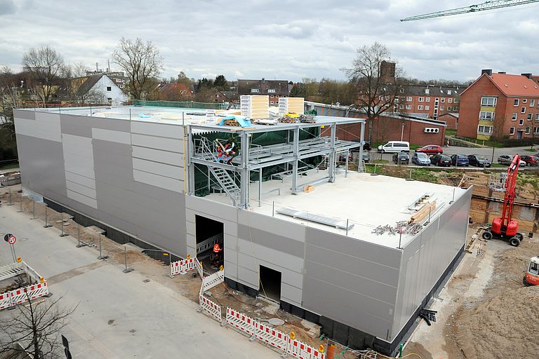 Der Rohbau des neuen Zentralen Probenlagers für das GEOMAR ist fertig.  Foto: Jan Steffen, GEOMAR