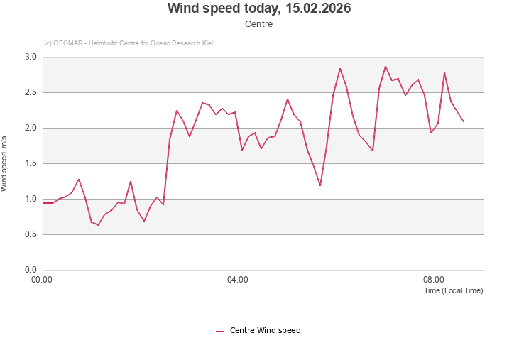 Wind speed today, 15.02.2026 - Centre
